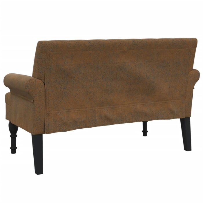 Banc avec dossier marron 120x62x75,5 cm similicuir daim – Image 3