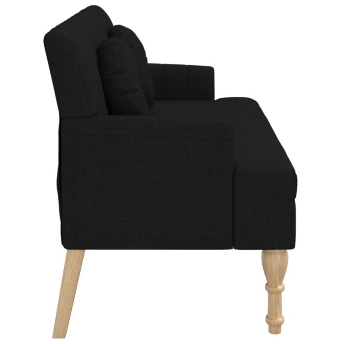 Banc avec coussins noir 113x64,5x75,5 cm tissu – Image 2