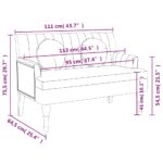 Banc avec coussins noir 113x64,5x75,5 cm tissu – Image 7