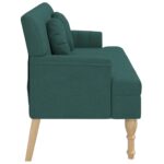 Banc avec coussins vert foncé 113x64,5x75,5 cm tissu – Image 2