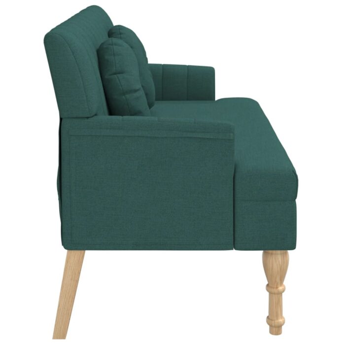 Banc avec coussins vert foncé 113x64,5x75,5 cm tissu – Image 2