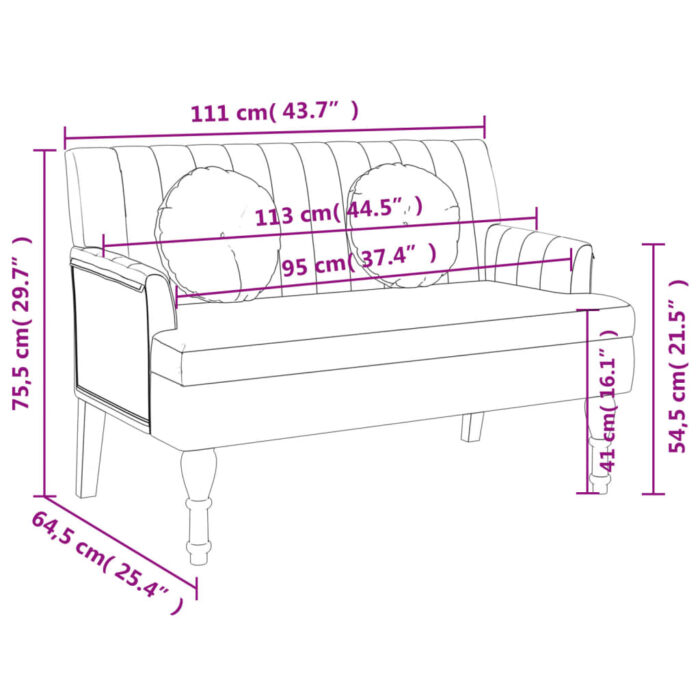 Banc avec coussins vert foncé 113x64,5x75,5 cm tissu – Image 6