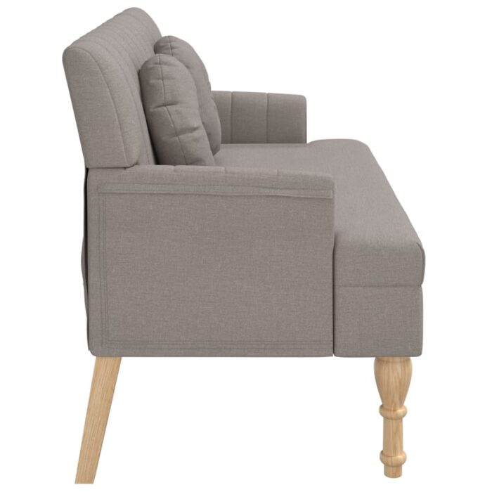 Banc avec coussins taupe 113x64,5x75,5 cm tissu – Image 2