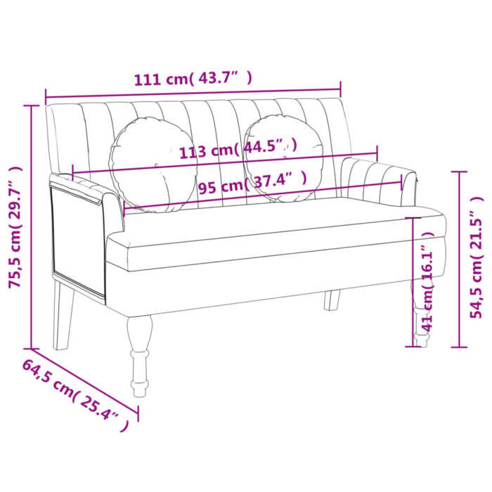 Banc avec coussins taupe 113x64,5x75,5 cm tissu – Image 6