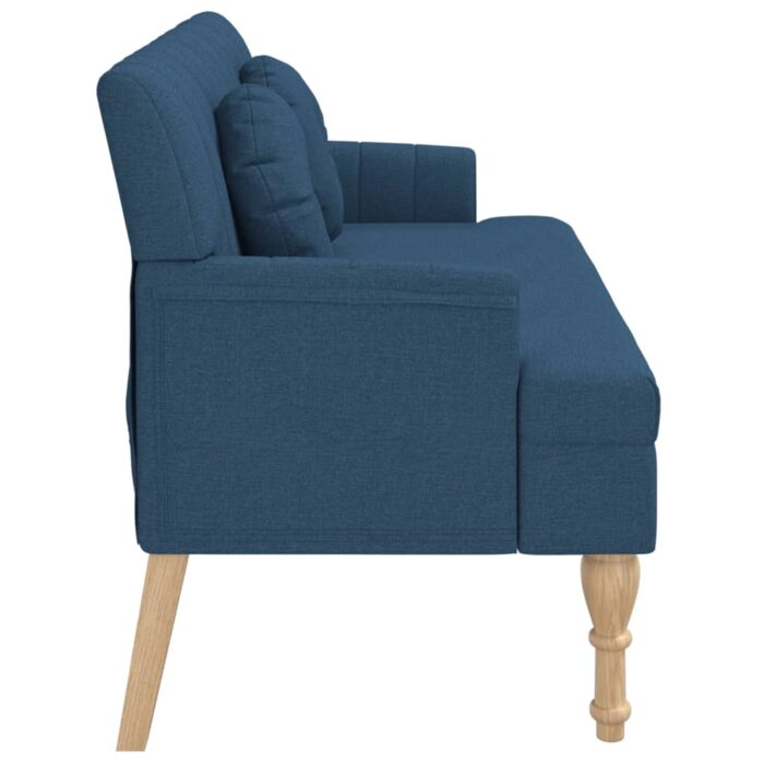 Banc avec coussins bleu 113x64,5x75,5 cm tissu – Image 2