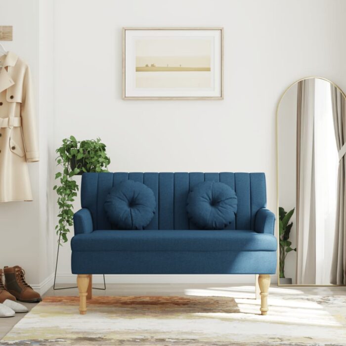 Banc avec coussins bleu 113x64,5x75,5 cm tissu – Image 1