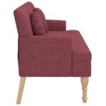 Banc avec coussins rouge bordeaux 113x64,5x75,5 cm tissu – Image 2