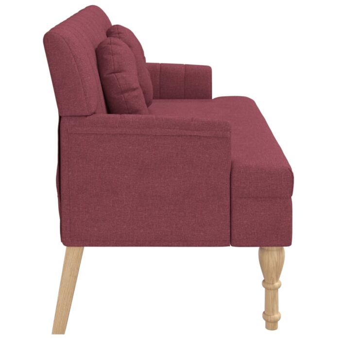 Banc avec coussins rouge bordeaux 113x64,5x75,5 cm tissu – Image 2
