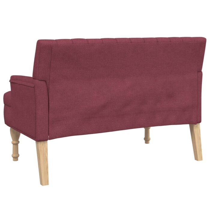 Banc avec coussins rouge bordeaux 113x64,5x75,5 cm tissu – Image 3