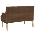 Banc avec coussins marron 113x64,5x75,5 cm similicuir daim – Image 3