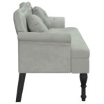 Banc avec coussins gris clair 120,5x65x75 cm velours – Image 2