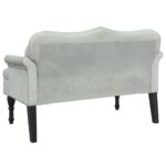 Banc avec coussins gris clair 120,5x65x75 cm velours – Image 3
