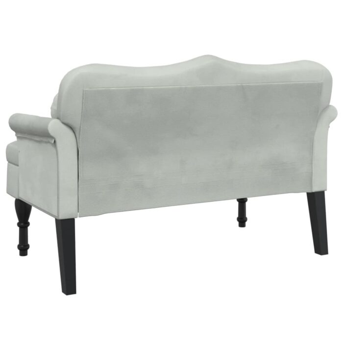 Banc avec coussins gris clair 120,5x65x75 cm velours – Image 3