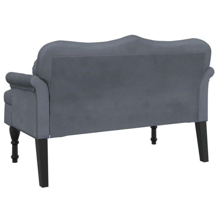 Banc avec coussins gris foncé 120,5x65x75 cm velours – Image 3
