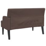 Banc avec dossier marron 112x65,5x75 cm similicuir – Image 3