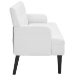 Banc avec dossier blanc 112x65,5x75 cm similicuir – Image 2