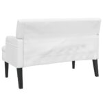 Banc avec dossier blanc 112x65,5x75 cm similicuir – Image 3