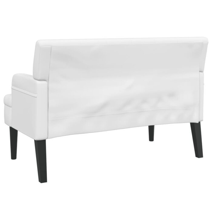 Banc avec dossier blanc 112x65,5x75 cm similicuir – Image 3