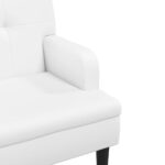 Banc avec dossier blanc 112x65,5x75 cm similicuir – Image 4