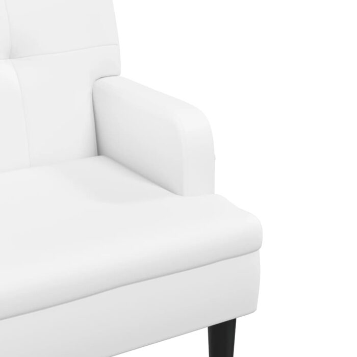 Banc avec dossier blanc 112x65,5x75 cm similicuir – Image 4