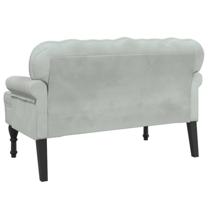 Banc avec dossier gris clair 119,5x64,5x75 cm velours – Image 3