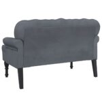 Banc avec dossier gris foncé 119,5x64,5x75 cm velours – Image 3
