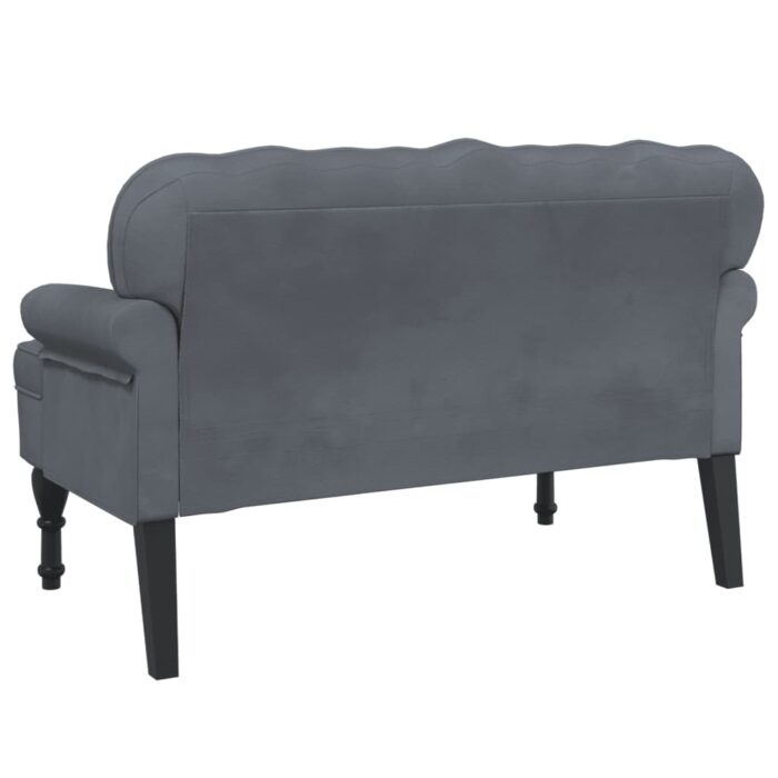Banc avec dossier gris foncé 119,5x64,5x75 cm velours – Image 3