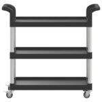 Chariot à 3 niveaux noir 77x34x72 cm aluminium – Image 2