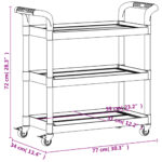 Chariot à 3 niveaux noir 77x34x72 cm aluminium – Image 7