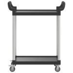 Chariot à 2 niveaux noir 81x41x92 cm aluminium – Image 2