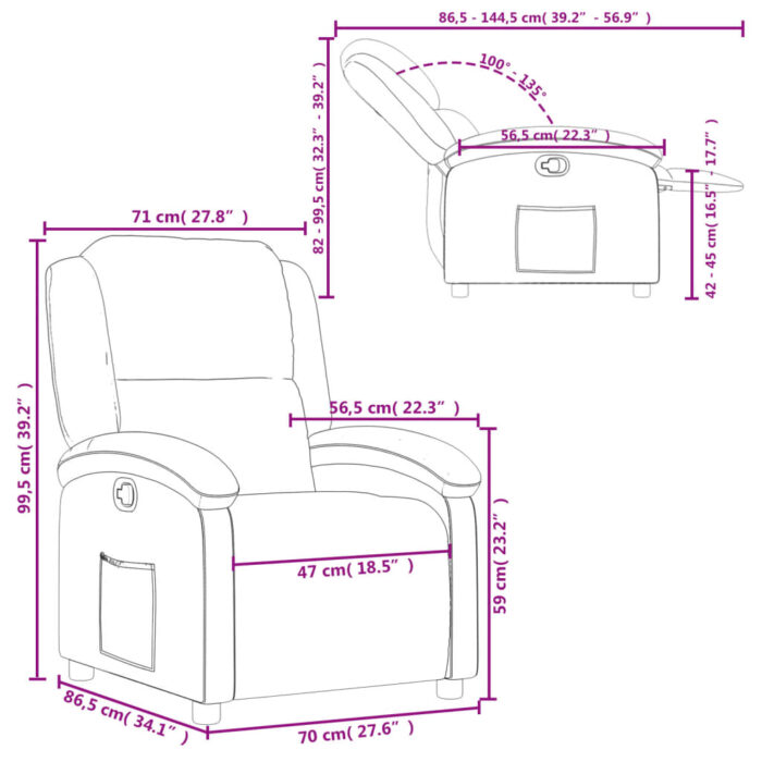 Fauteuil inclinable Noir Tissu – Image 9