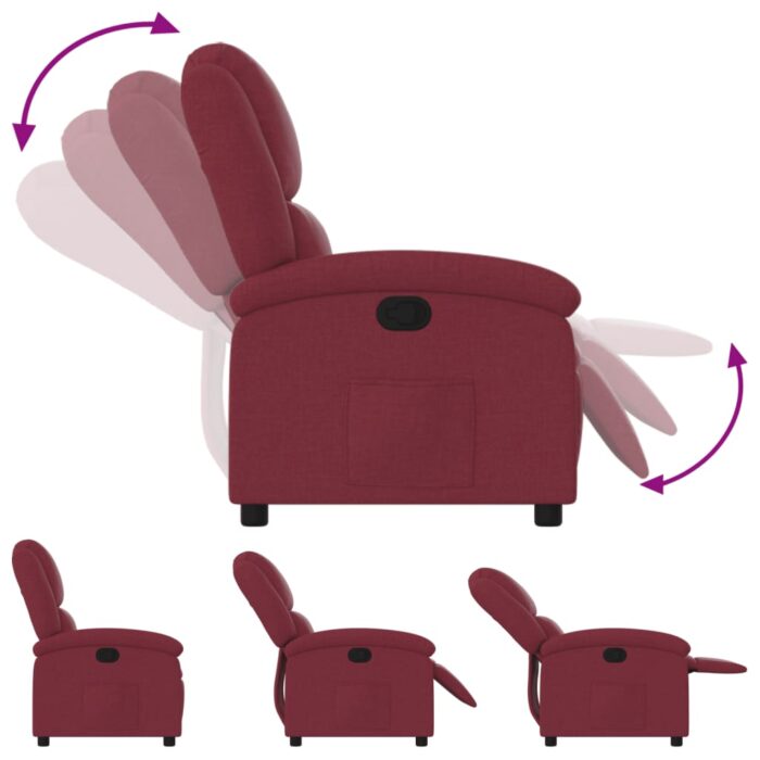 Fauteuil inclinable Rouge bordeaux Tissu – Image 4