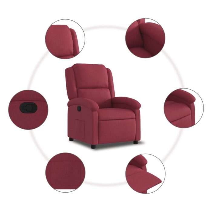 Fauteuil inclinable Rouge bordeaux Tissu – Image 5