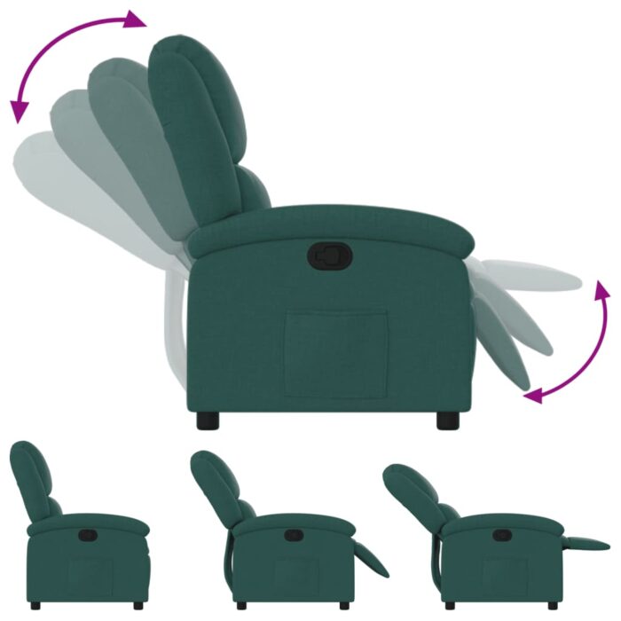 Fauteuil inclinable Vert foncé Tissu – Image 4