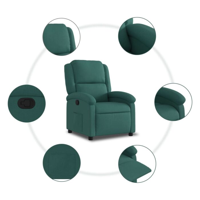 Fauteuil inclinable Vert foncé Tissu – Image 5