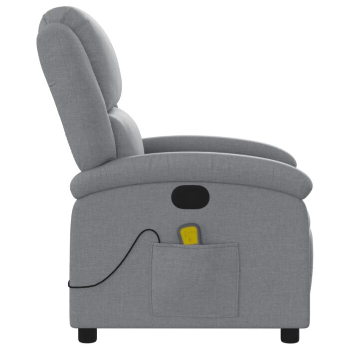 Fauteuil de massage inclinable Gris clair Tissu – Image 3