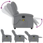 Fauteuil de massage inclinable Gris clair Tissu – Image 5