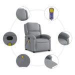 Fauteuil de massage inclinable Gris clair Tissu – Image 6