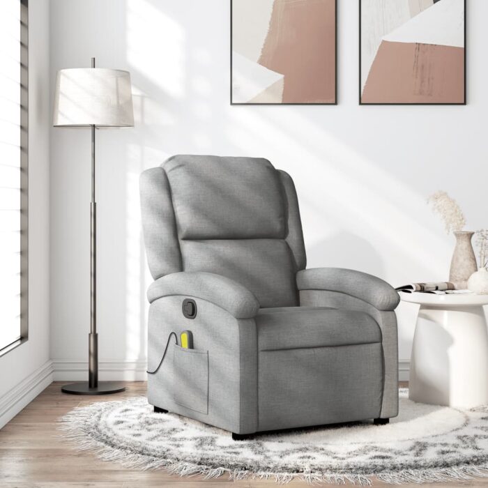 Fauteuil de massage inclinable Gris clair Tissu – Image 1