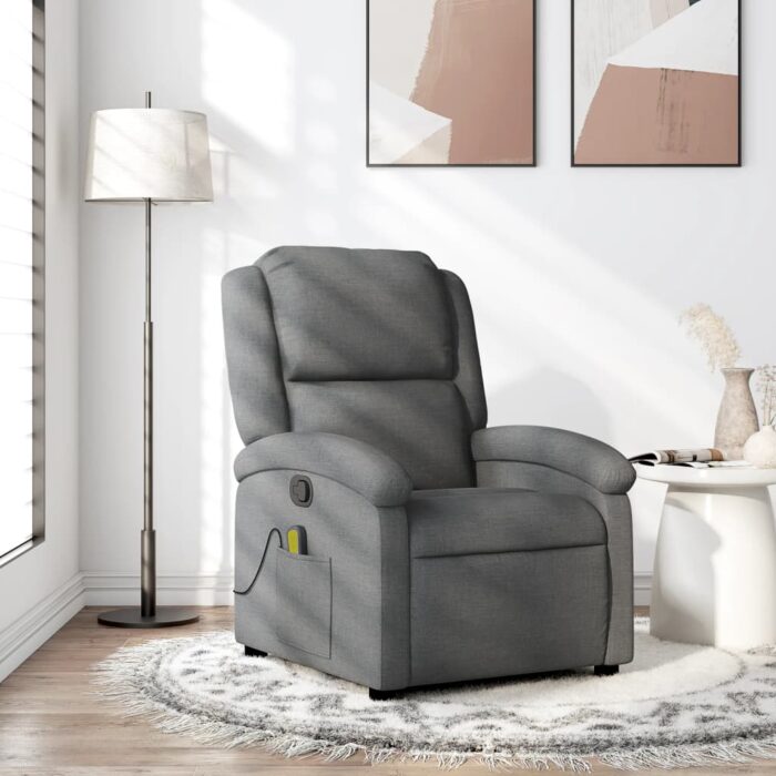 Fauteuil de massage inclinable Gris foncé Tissu – Image 1