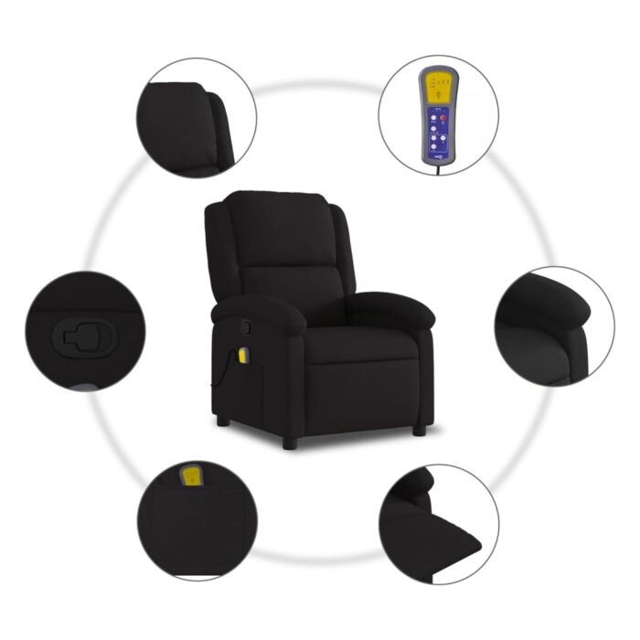 Fauteuil de massage inclinable Noir Tissu – Image 6