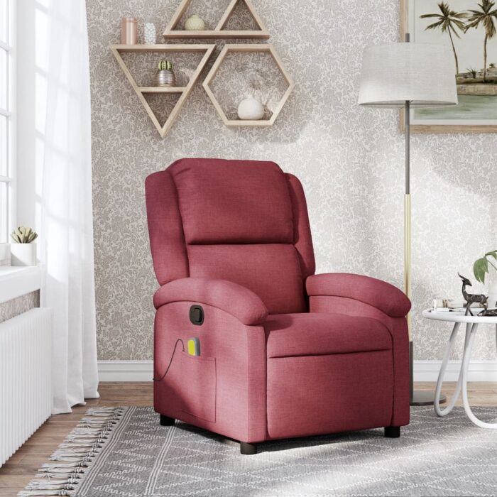 Fauteuil de massage inclinable Rouge bordeaux Tissu – Image 1