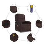 Fauteuil de massage inclinable Marron foncé Tissu – Image 6