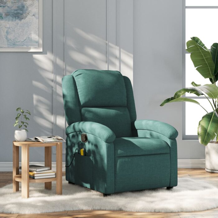 Fauteuil de massage inclinable Vert foncé Tissu – Image 1