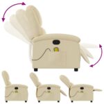 Fauteuil de massage inclinable Crème Tissu – Image 5