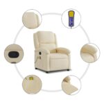 Fauteuil de massage inclinable Crème Tissu – Image 6