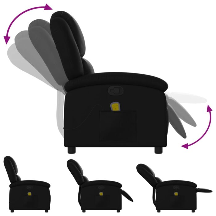 Fauteuil de massage inclinable Noir Similicuir – Image 5