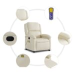 Fauteuil inclinable de massage Crème Similicuir – Image 6