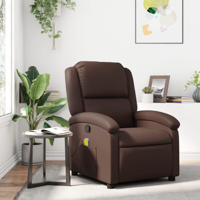 Fauteuil de massage inclinable Marron Similicuir – Image 1