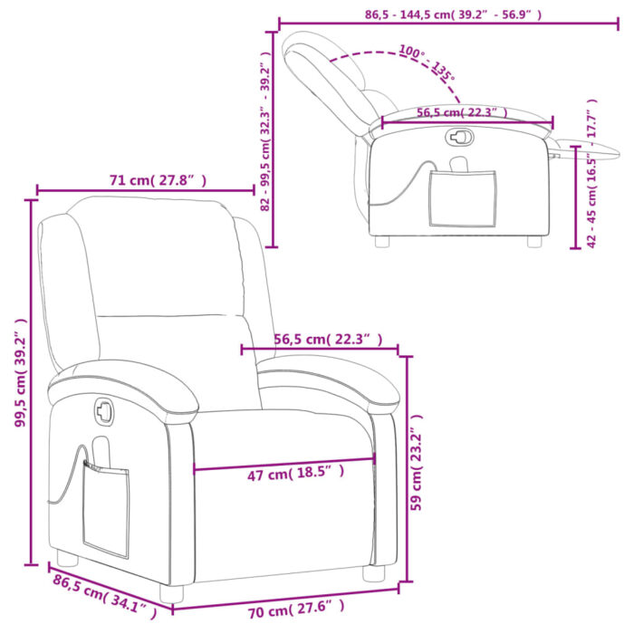 Fauteuil de massage inclinable Gris Similicuir – Image 11